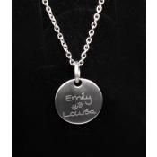 Silber Anhänger mit Gravur rund klein Gravurbeispiel