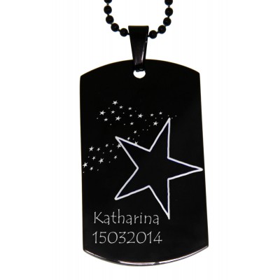 Dog Tag XL black mit Gravur