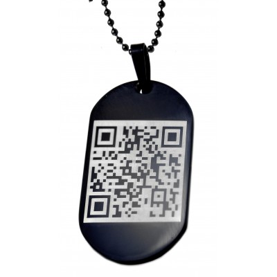 Dog Tag Anhänger schwarz mit QR-Code Gravur