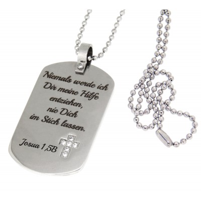 Dog Tag Kristall-Kreuz mit Gravur