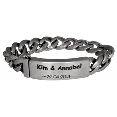 Schweres Ketten-Armband mit indiv. Gravur