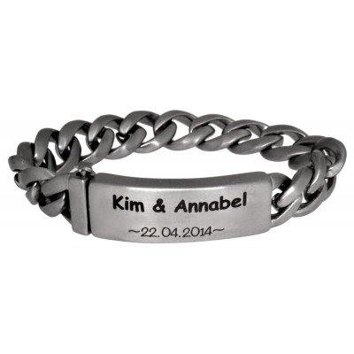 Schweres Ketten-Armband mit indiv. Gravur
