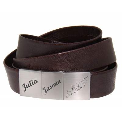 Echtlederarmband kaffeebraun mit Gravur