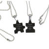 Zwei Partnerketten PUZZLE mit Herz (SET) schwarz mit Gravur
