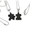 Zwei Partnerketten PUZZLE mit Herz (SET) schwarz mit Gravur
