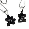 Zwei Partnerketten PUZZLE mit Herz (SET) schwarz mit Gravur