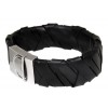 Lederarmband mit Gravur geflochten schwarz