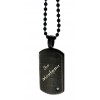 Dog Tag Anhänger mit Kristall, Antik-Look schwarz mit Gravur