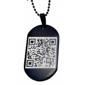 Dog Tag Anhänger schwarz mit QR-Code Gravur