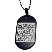 Dog Tag Anhänger schwarz mit QR-Code Gravur