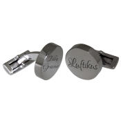 Manschettenknöpfe Round aus poliertem Edelstahl, mit Gravur