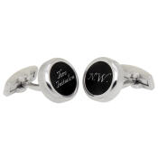 Schwarze Maschettenknöpfe rund mit Gravur