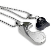 Partneranhänger Set mit Herz und Kugelketten, indiv. Gravur