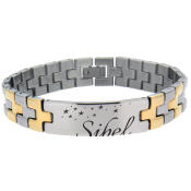 Armband mit Gravur bicolor stahl / gold PVD