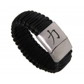 Lederarmband mit Gravur schwarz geschnürt