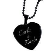 Kettenanhänger Heart in Black mit Gravur